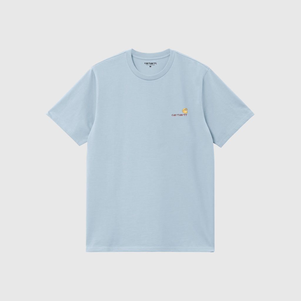 Carhartt WIP SS American Script Tee - Frosted Blue - Front