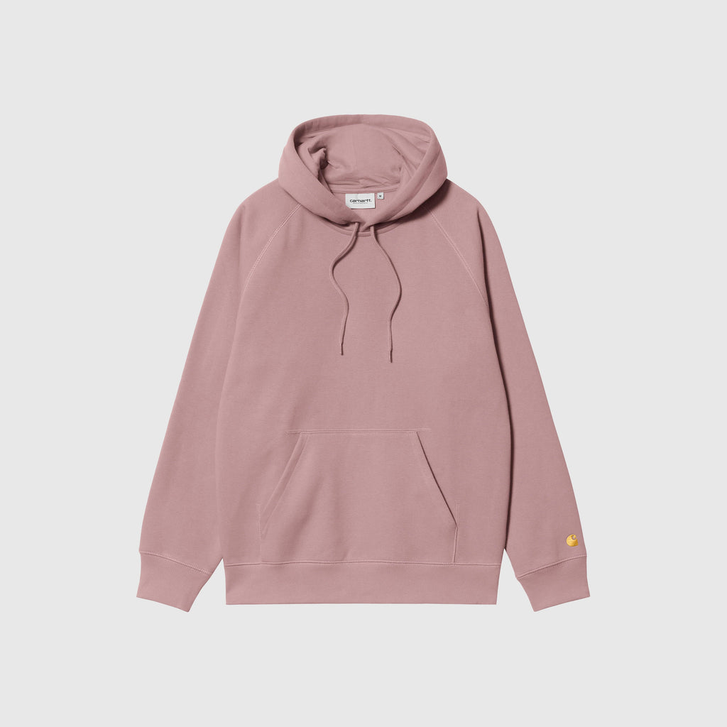 Carhartt WIP Hooded Chase Sweat - Glassy Pink / Gold - Front