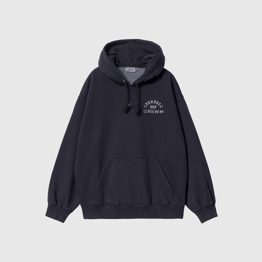 Carhartt WIP Hooded Class Of 89 Sweat - Dark Navy / White Garment Dyed - Front