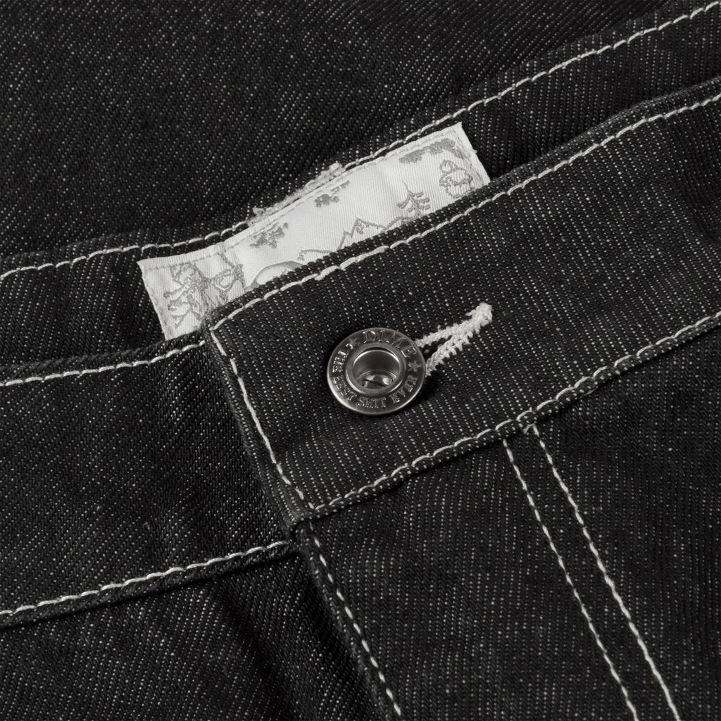 Dime Classic Baggy Denim Pants - Black Washed - Front Close Up