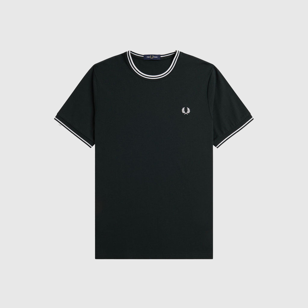 Fred Perry Twin Tipped T-shirt - Nightgreen / Snow White - Front