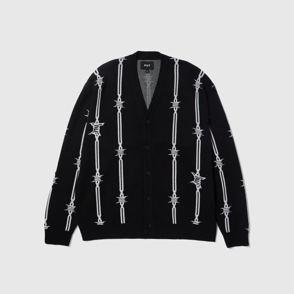 HUF Barbed Wire Cardigan - Black - Front