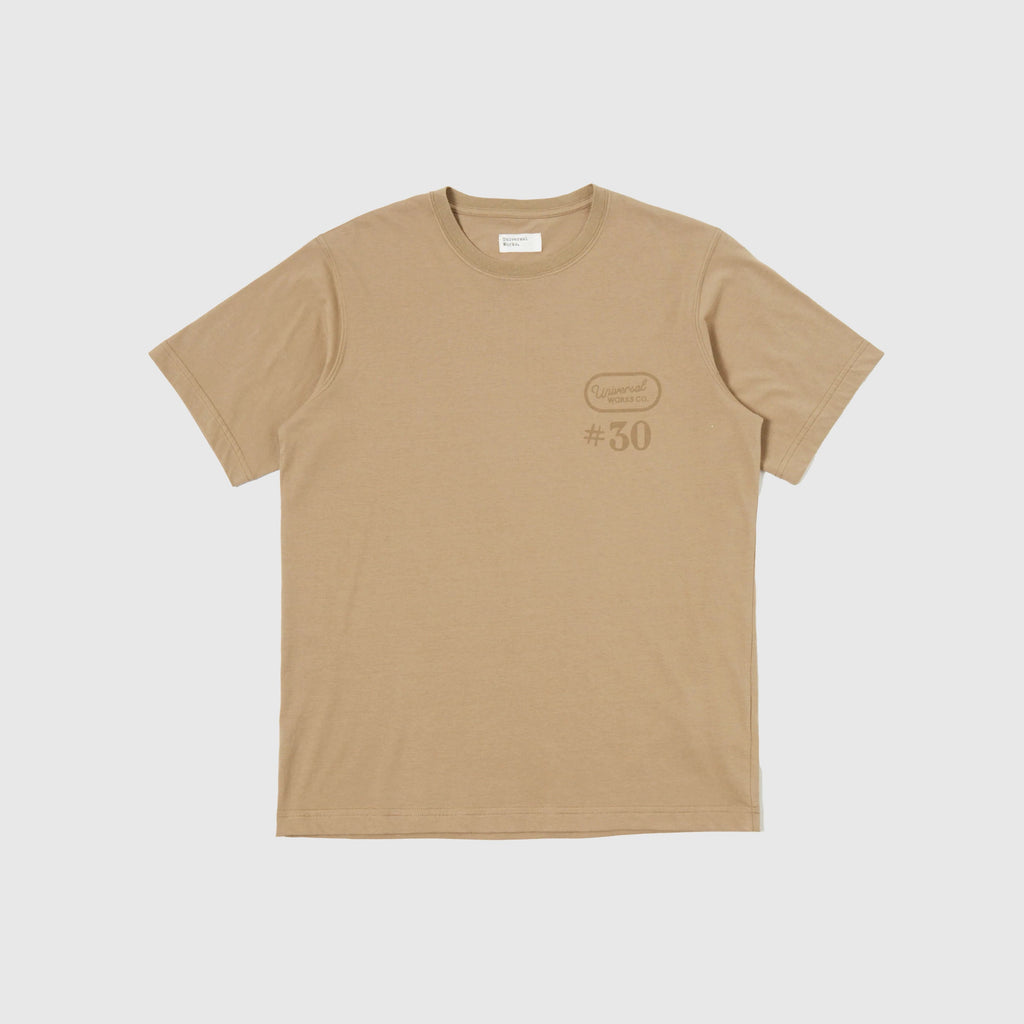 Universal Works Print Tee - Sand - Front