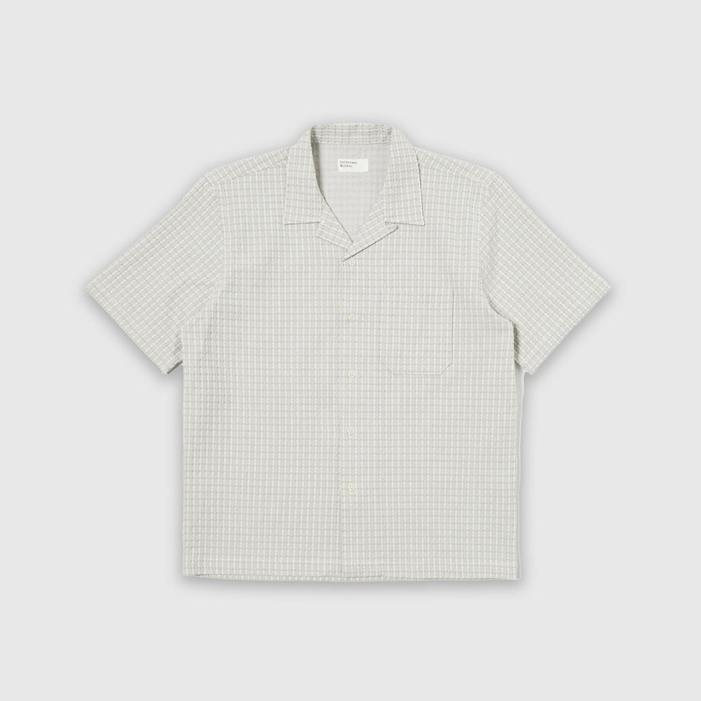 Universal Works Road Shirt - Light Olive Delos Cotton - Front