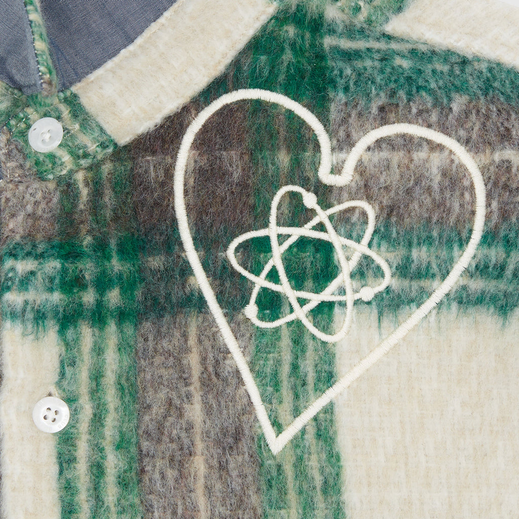 Billionaire Boys Club Heart & Mind Check Overshirt - Green Check - Front Close Up
