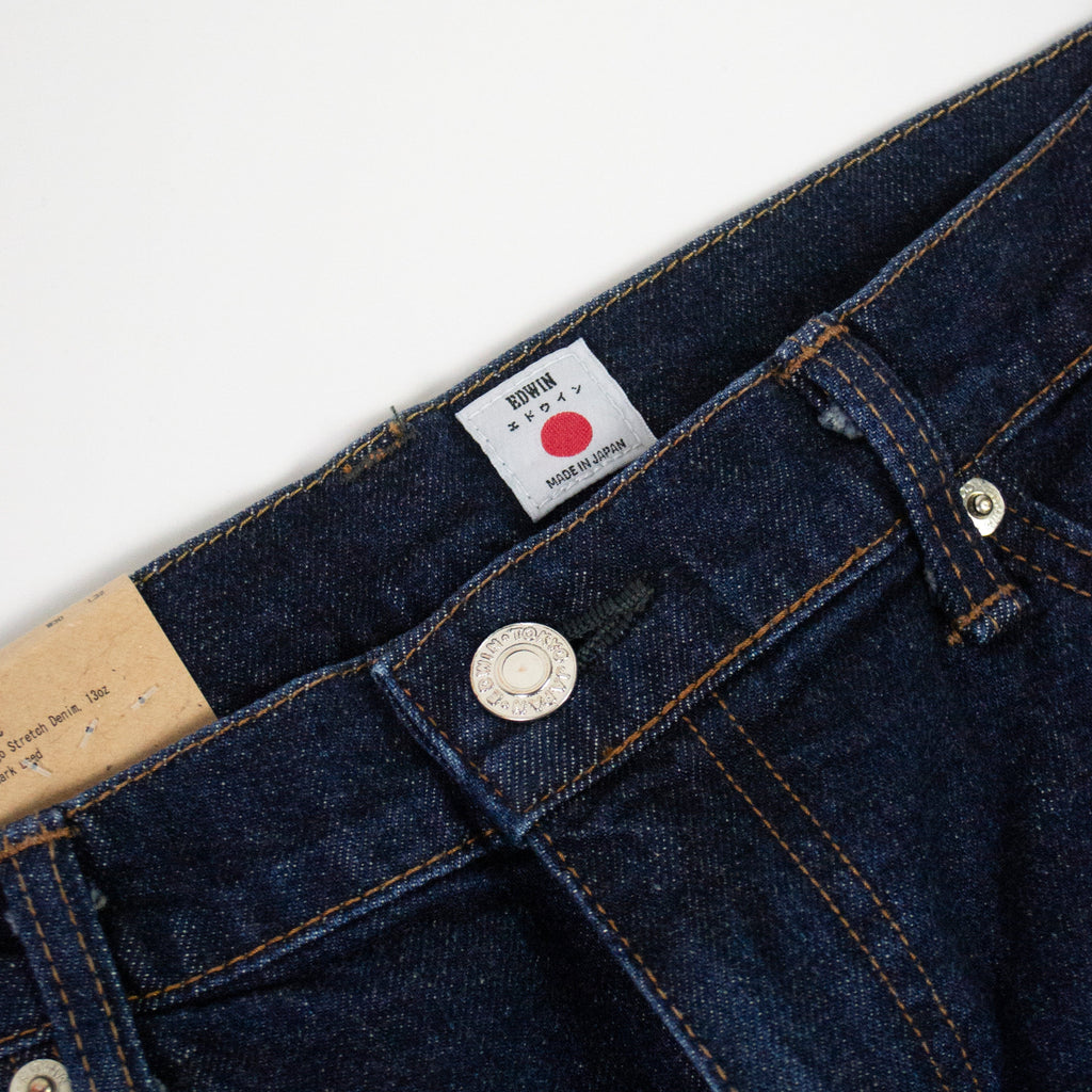 Edwin Kaihara Pure Indigo Stretch Denim - Blue Dark Used - Close Up
