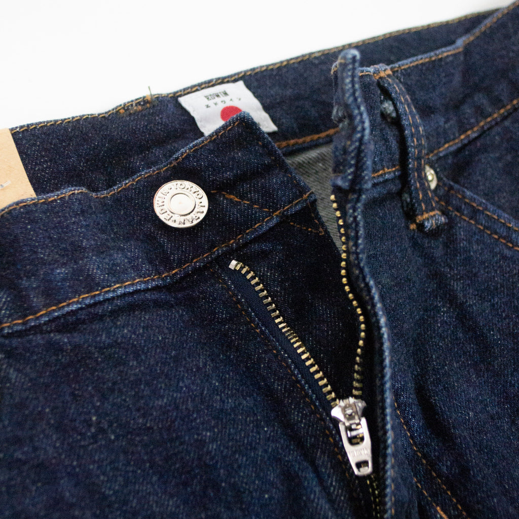 Edwin Kaihara Pure Indigo Stretch Denim - Blue Dark Used - Close Up