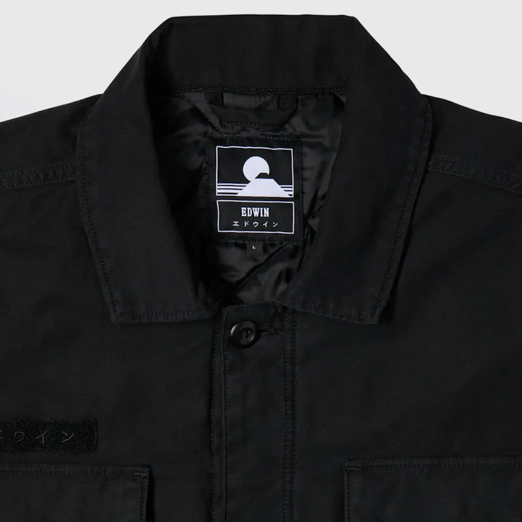 Edwin Survival II Jacket - Black Garment Washed - Close Up