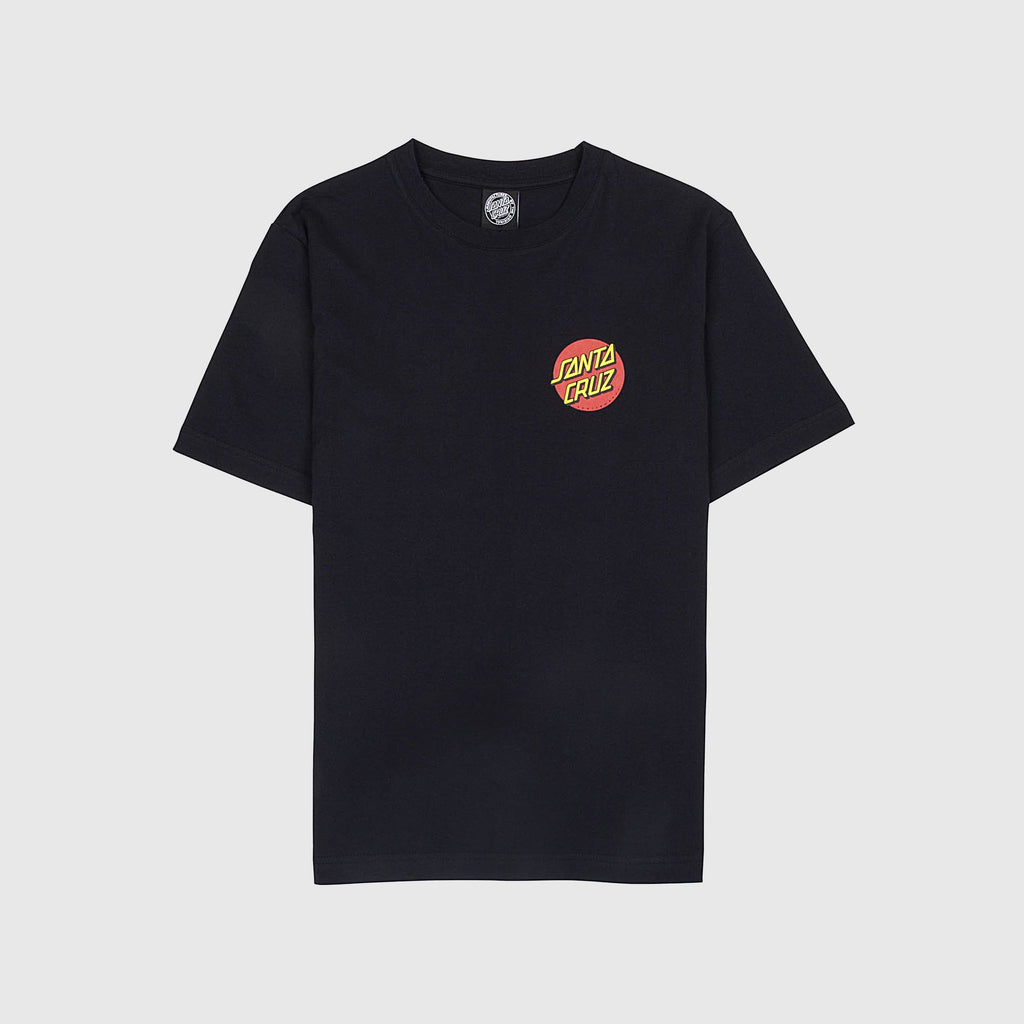 Santa Cruz SS Classic Dot Chest Tee - Black Front With Chest Graphic 