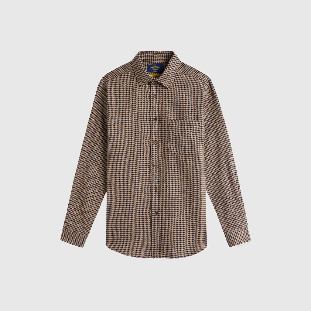 Portuguese Flannel Abstract Pied Poule Shirt - Navy - Front