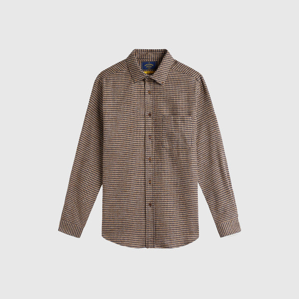 Portuguese Flannel Abstract Pied Poule Shirt - Navy - Front