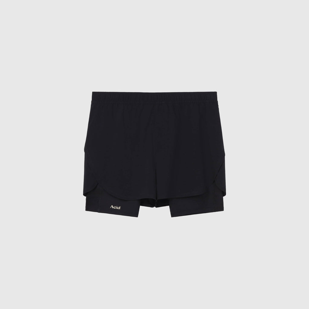 Acid Running 2-in-1 Shorts - Black - Front