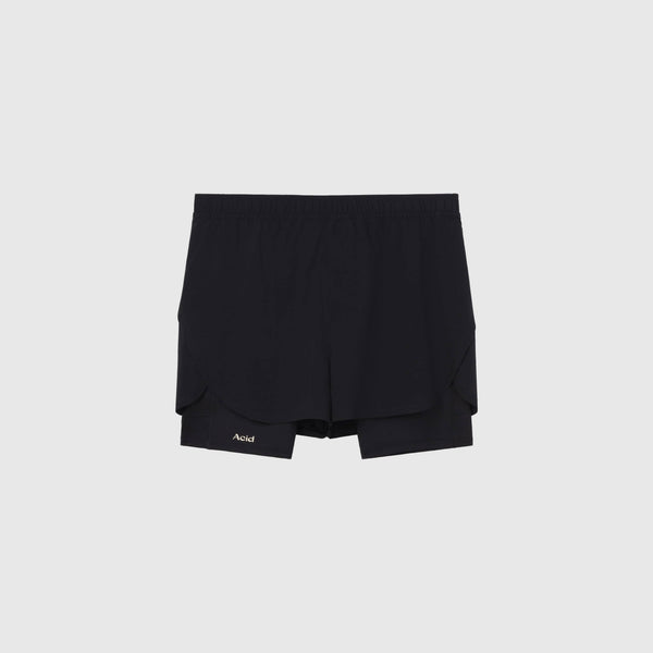 Acid Running 2-in-1 Shorts - Black - Front