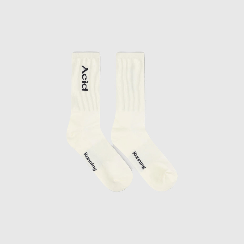 Acid Running Logo Socks - Bone