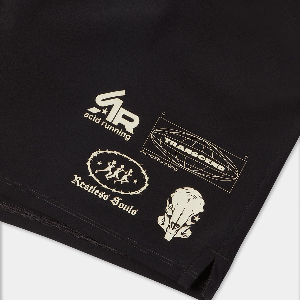 Acid Running Mens Race Unit Shorts - Black - Front Close Up