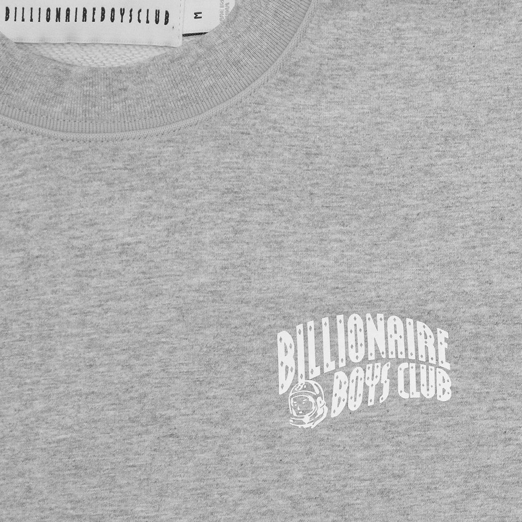 Billionaire Boys Club Small Arch Logo Crewneck - Heather Grey - Left Chest Graphic