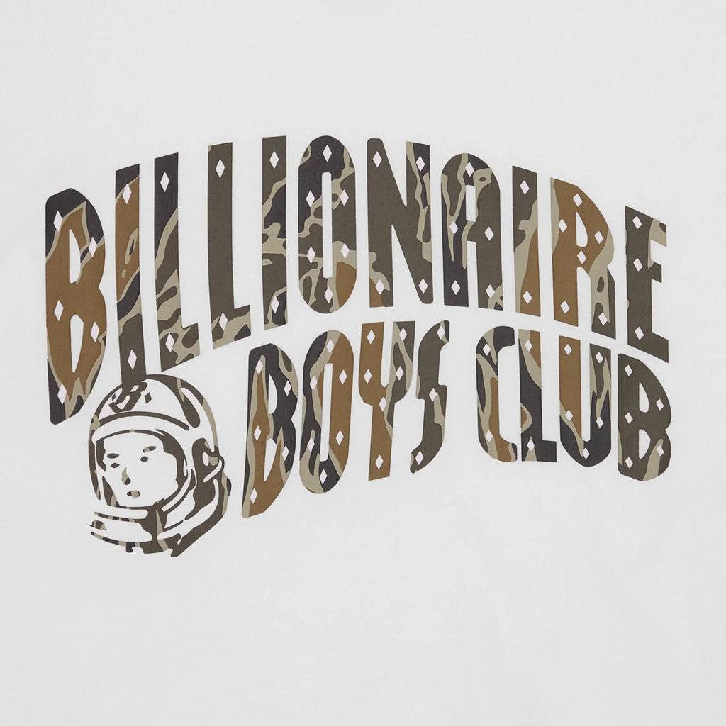 Billionaire Boys Club Camo Arch Logo Tee - White - Front Close Up