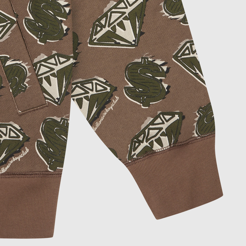 Billionaire Boys Club Diamonds & Dollars Zip Through Hood - Khaki cuff