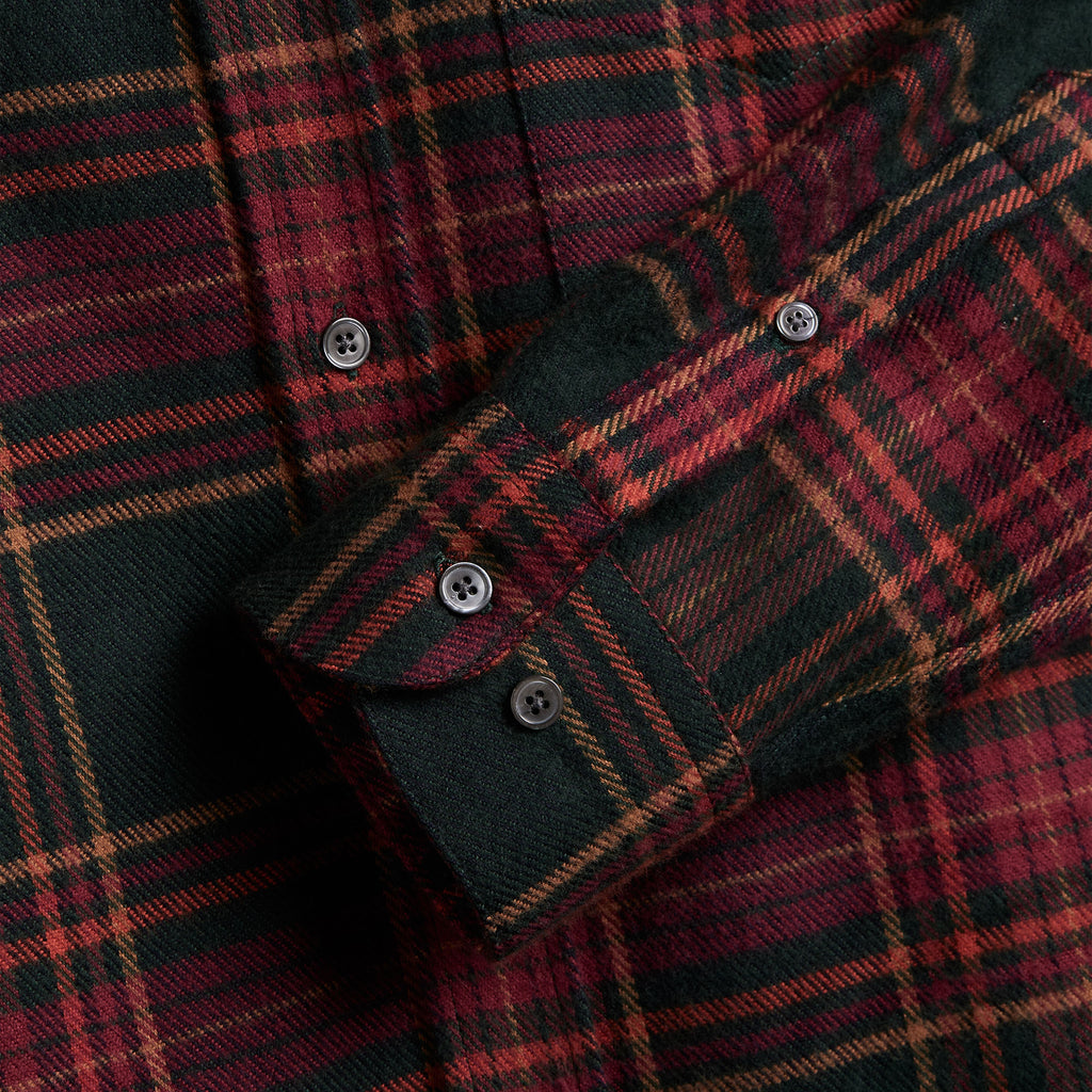 Portuguese Flannel Bravio Shirt - Green / Multi - Front Close Up