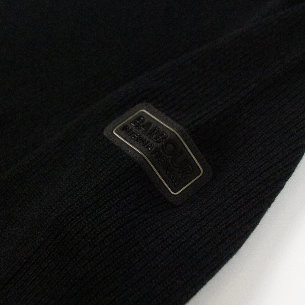 Barbour International Crawley Crew Neck Jumper - Black - Front Close Up