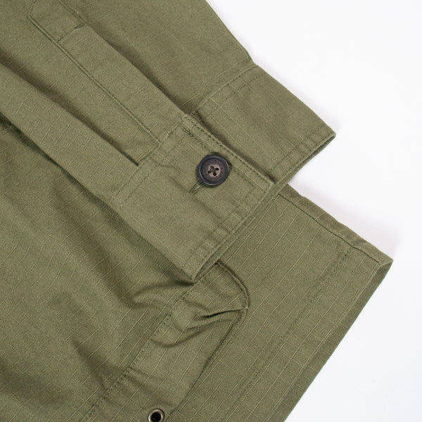 Barbour Ripstop Overshirt - Burnt Olive - Front Close Up