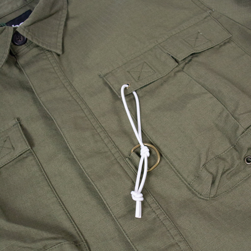 Barbour Ripstop Overshirt - Burnt Olive - Front Close Up