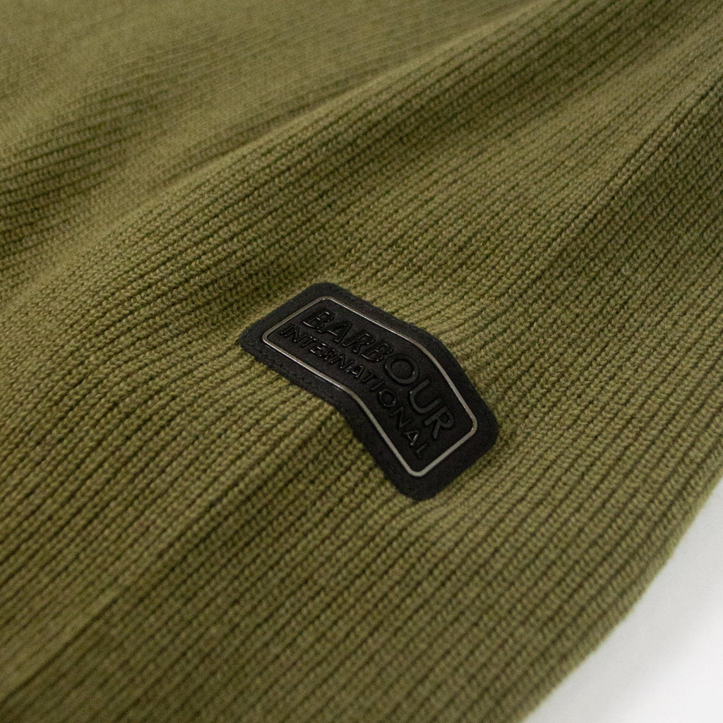 Barbour International Crawley Crew Neck Jumper - Bleached Olive - Front Close Up