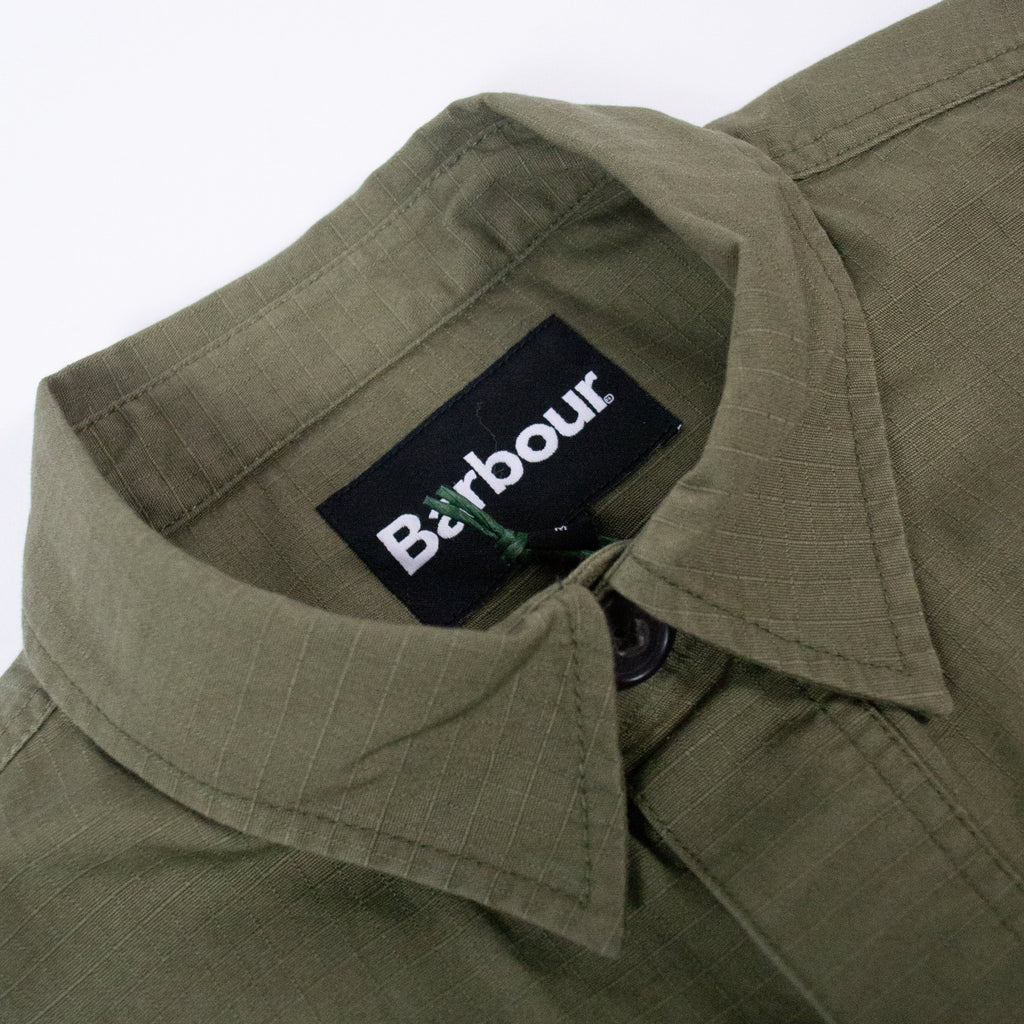 Barbour Ripstop Overshirt - Burnt Olive - Front Close Up