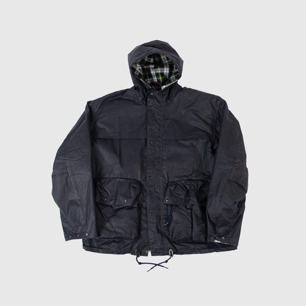 Barbour Modified Short Durham Wax Jacket - Navy - Front