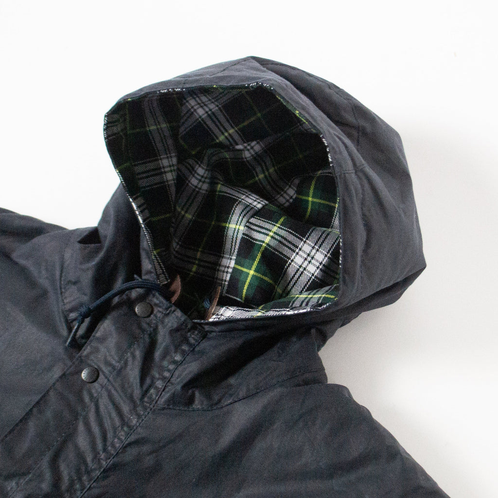Barbour Modified Short Durham Wax Jacket - Navy - Front Close Up
