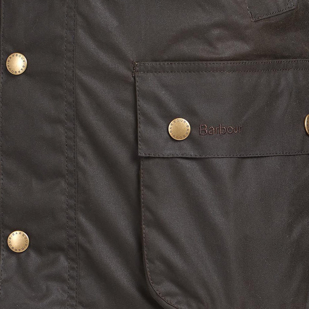 Barbour Ashby Wax Jacket - Olive - Front Close Up