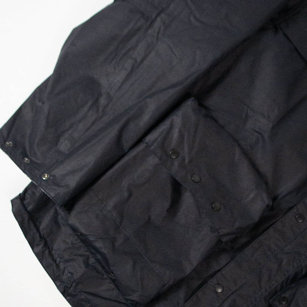 Barbour Modified Short Durham Wax Jacket - Navy - Front Close Up