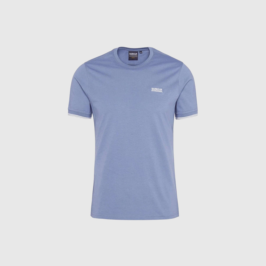 Barbour Phillip Tipped Tee - Washed Blue - Front