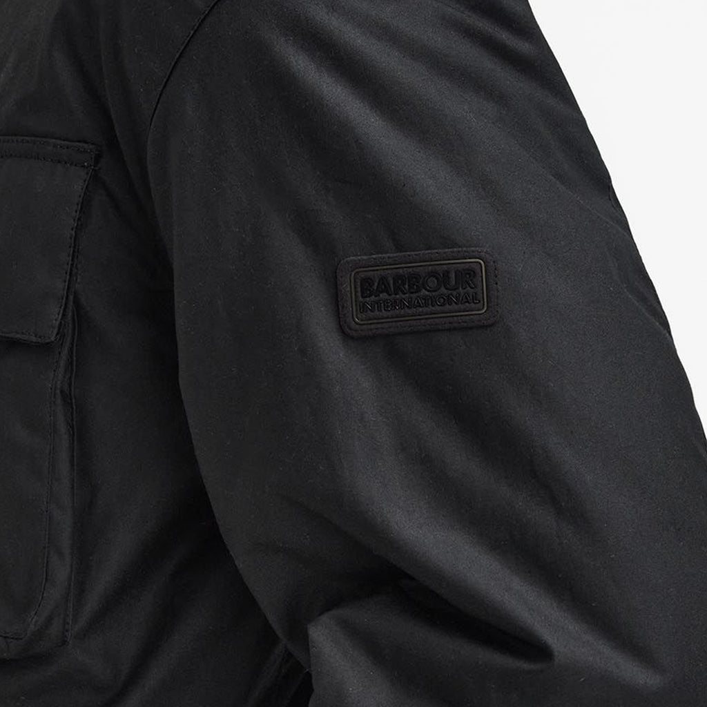 Barbour Brunton Waxed Jacket - Black - Front Close Up