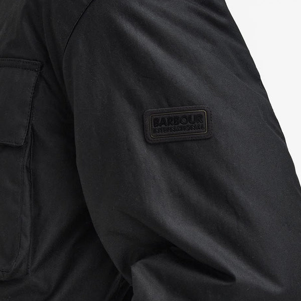 Barbour Brunton Waxed Jacket - Black - Front Close Up