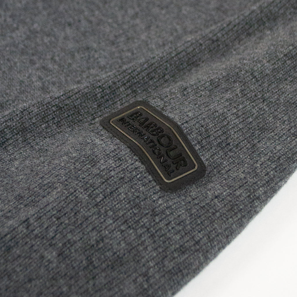 Barbour International Crawley Funnel Neck Jumper - Charcoal Marl - Front Close Up