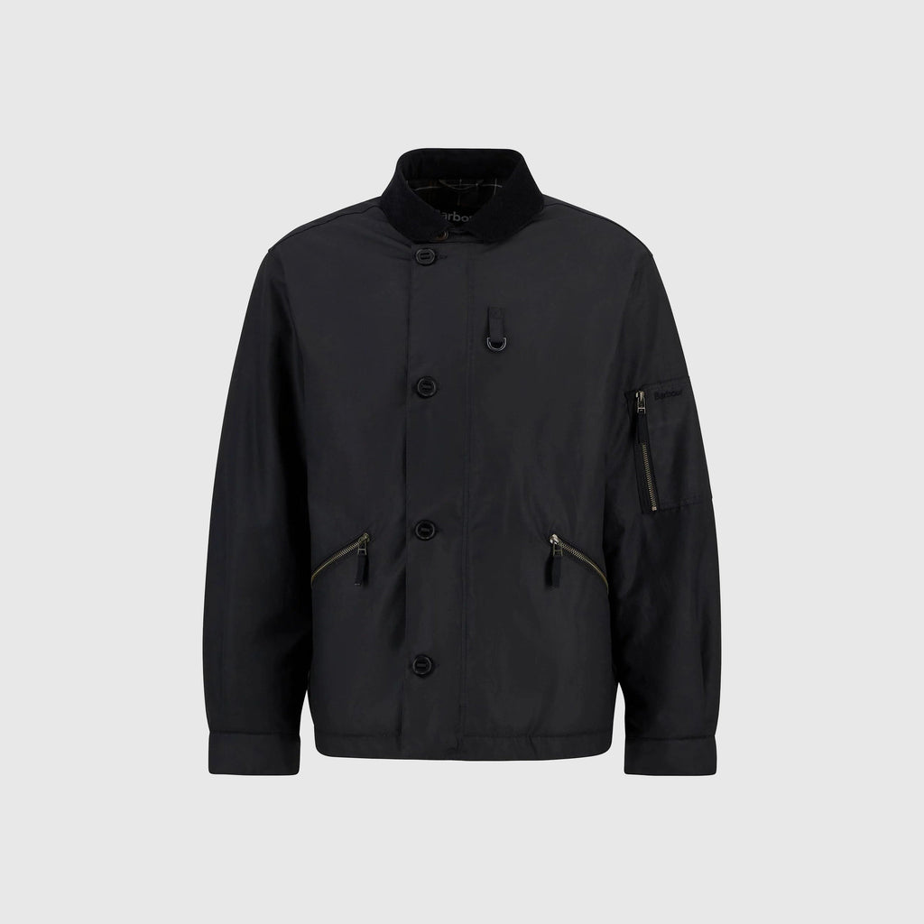 Barbour Hanger Wax Deck Jacket - Black - Front