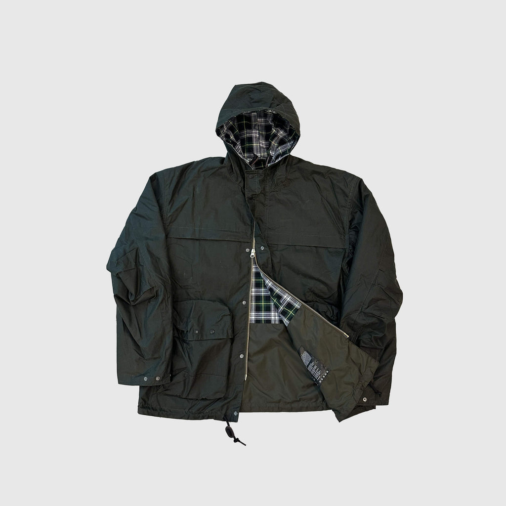 Barbour Modified Short Durham Wax Jacket - Archive Olive - Front Open