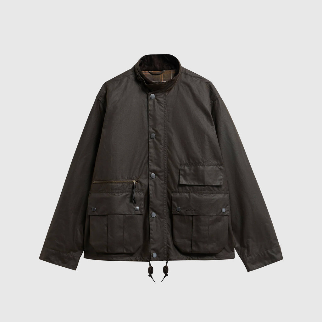 Barbour Modified Ursula Waxed Jacket - Dark Brown - Front