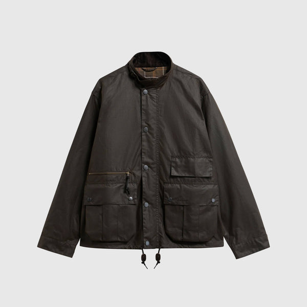 Barbour Modified Ursula Waxed Jacket - Dark Brown - Front