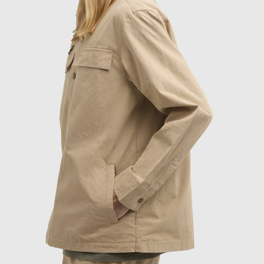 Barbour Spey Poplin Overshirt - Tan - Close Up