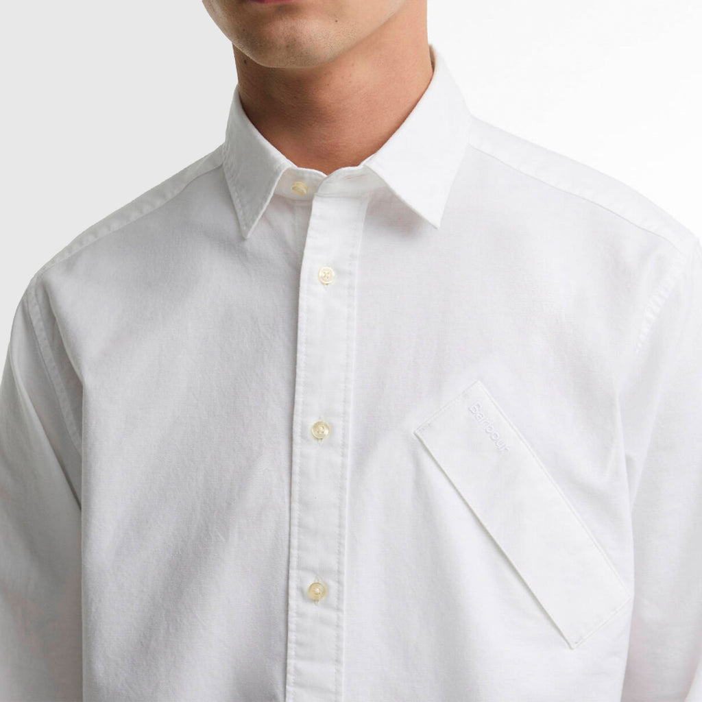 Barbour Transport Oversized Oxford Shirt - White - Front Close Up