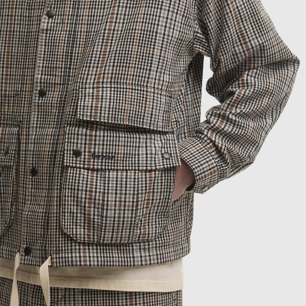 Barbour Westoe Check Casual Jacket - Neutral Check - Front Close Up