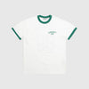 Carhartt WIP S/S 89 Ringer Tee - White / Rainforest - Front
