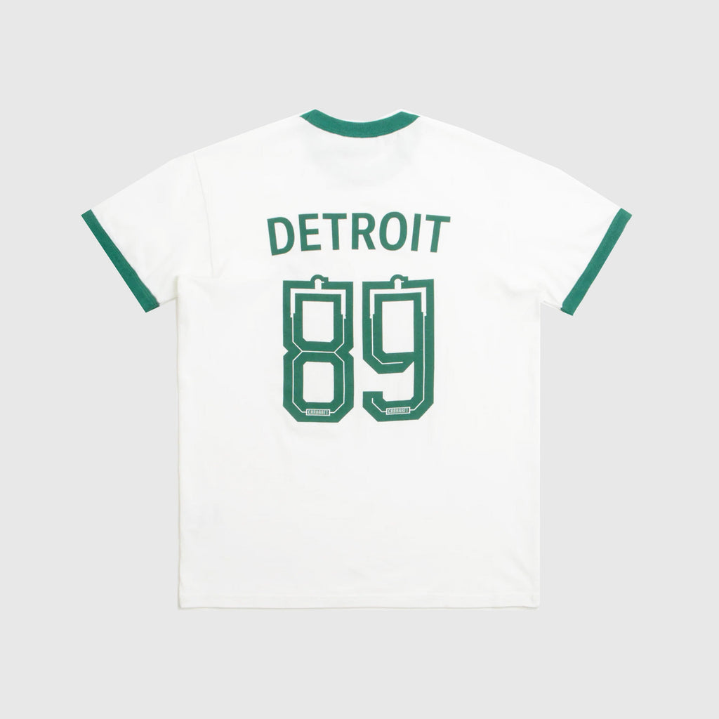 Carhartt WIP S/S 89 Ringer Tee - White / Rainforest - Back