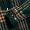 Portuguese Flannel Cervo Shirt - Green / Tan / Red - Front Close Up