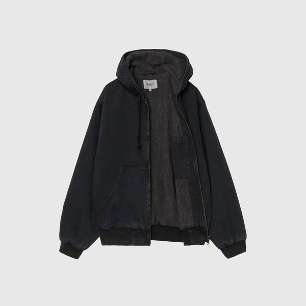 Carhartt WIP OG Active Jacket - Black Stone Washed Open