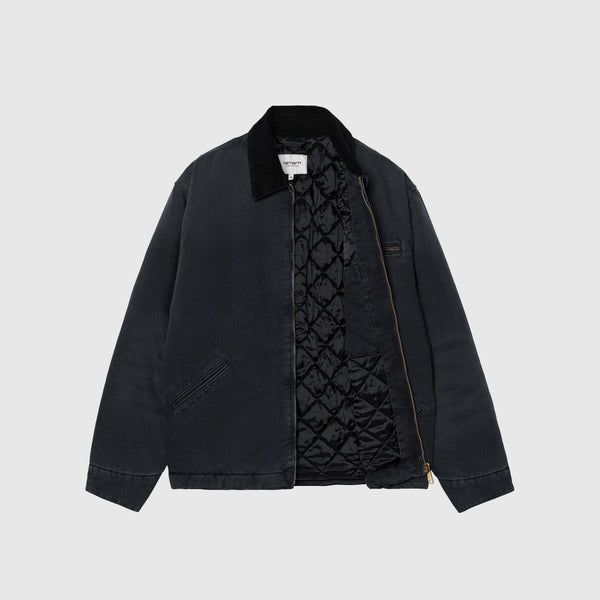 Carhartt WIP OG Detroit Jacket - Black / Black Stone Canvas open 