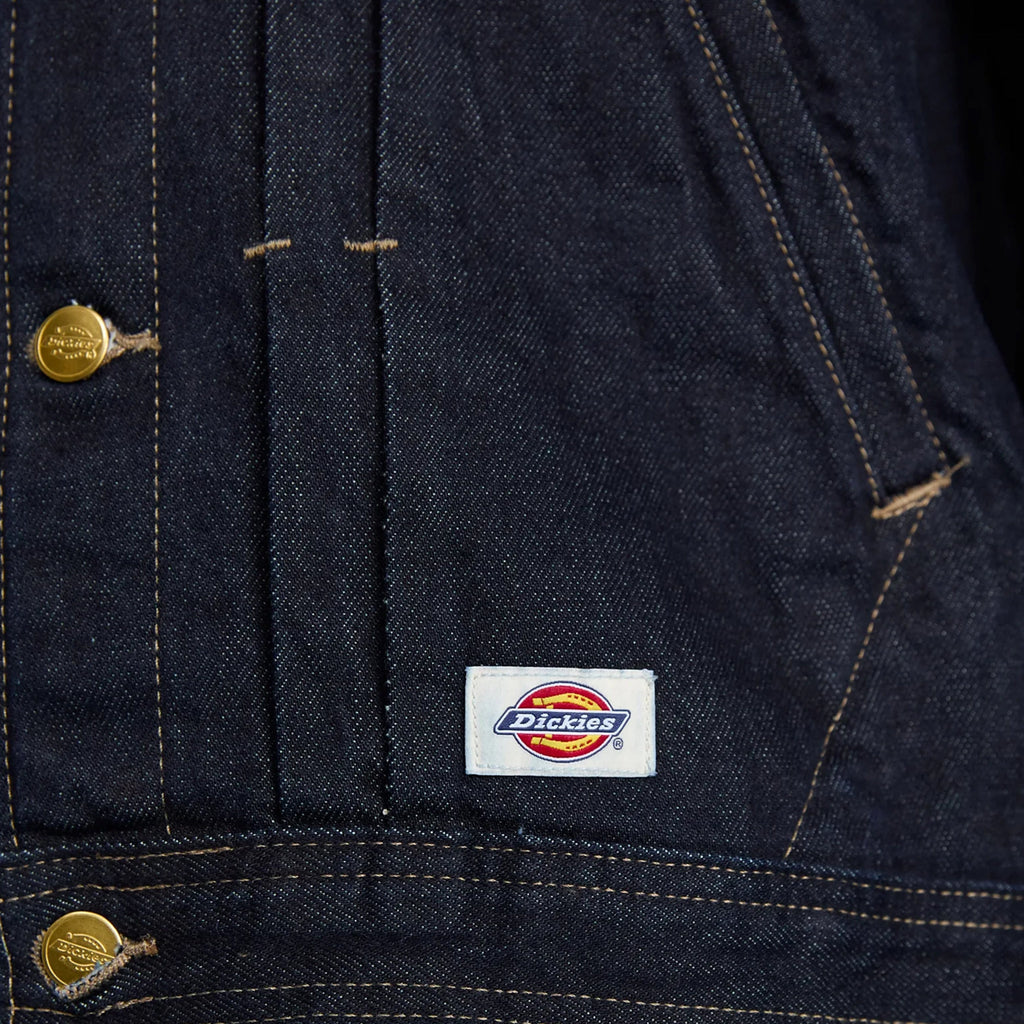 Dickies Selvedge Pleated Denim Jacket - Rinsed - Front Close Up