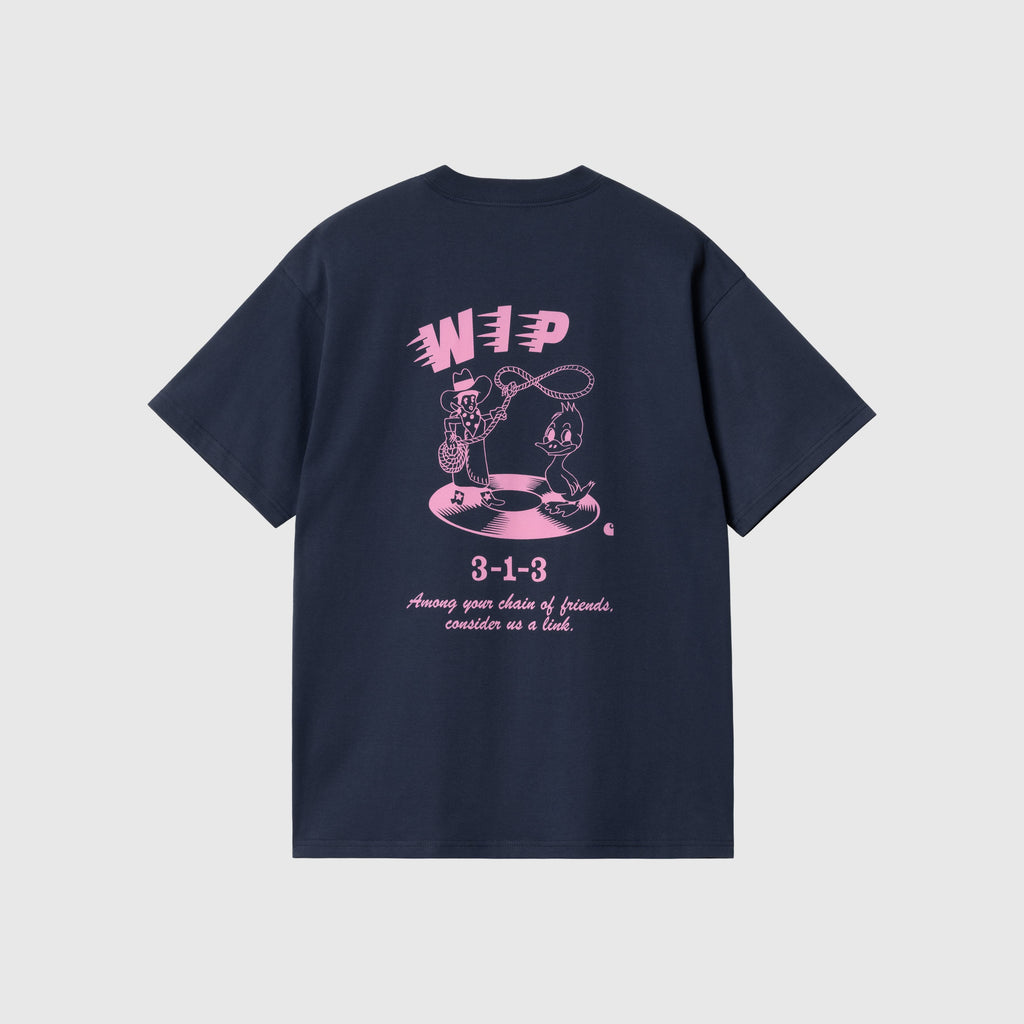 Carhartt WIP Friendship T Shirt - Air Force Blue / Light Pink - Back